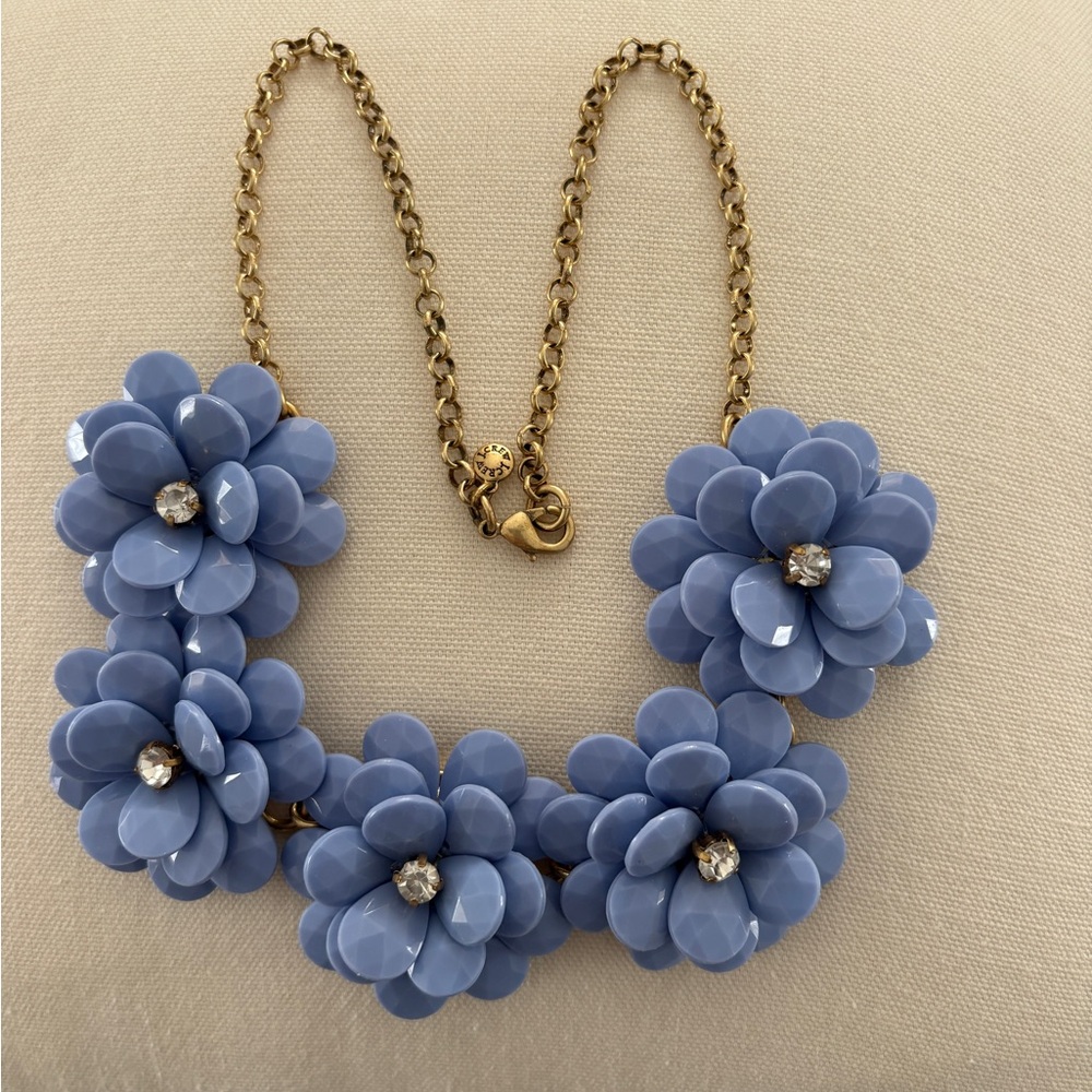 JCrew Blue Floral Statement Necklace